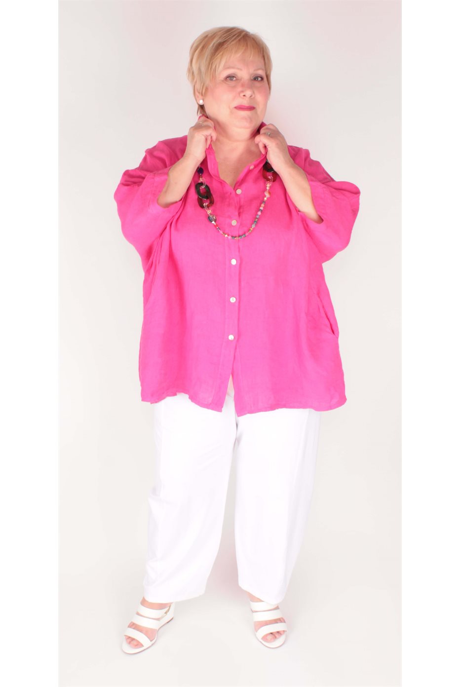 Blouse en Lin Fushia